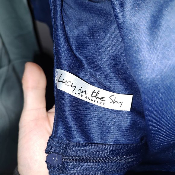 Estrella Dress in Navy Blue Chiffon, size large, Lucy in the Sky - Picture 6 of 6